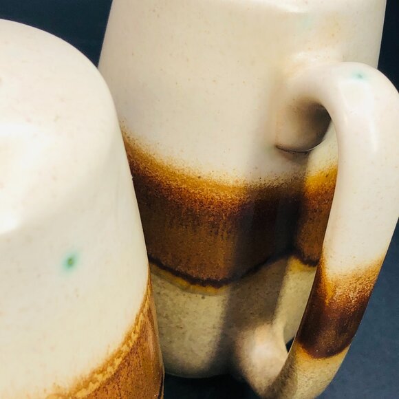 70s BEAUCE Ceramic Oversized Salt Pepper Shaker Set with Handle, Retro Boho - Picture 8 of 10